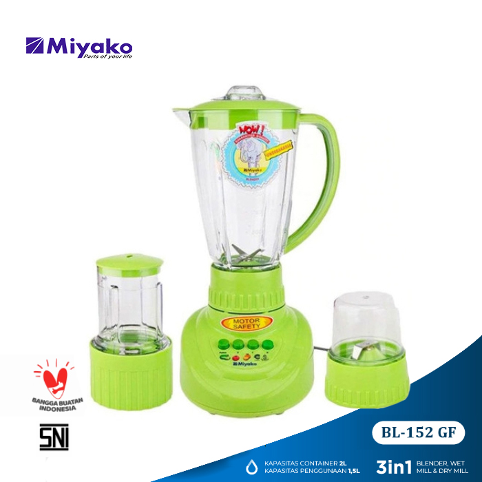 Miayko Blender Gelas 1.5 Liter 3in1 - BL152GF | BL-152 GF
